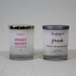 Scentsational 2-Candle Bundle — Sweet Peony + Fireside — NWT — 11 oz Each